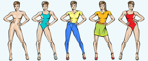 时尚女人女模特手绘时尚图片下载