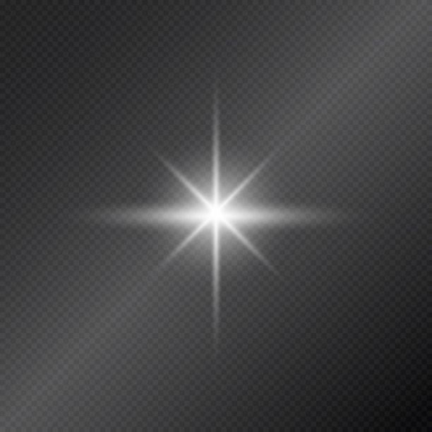 逼真的照明，光束眩光在黑暗的背景-矢量图片下载