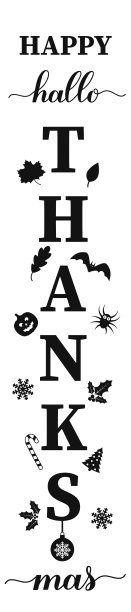 感恩节快乐的垂直标志。矢量模板的万圣节，感恩节，圣诞节。节日装饰图片下载