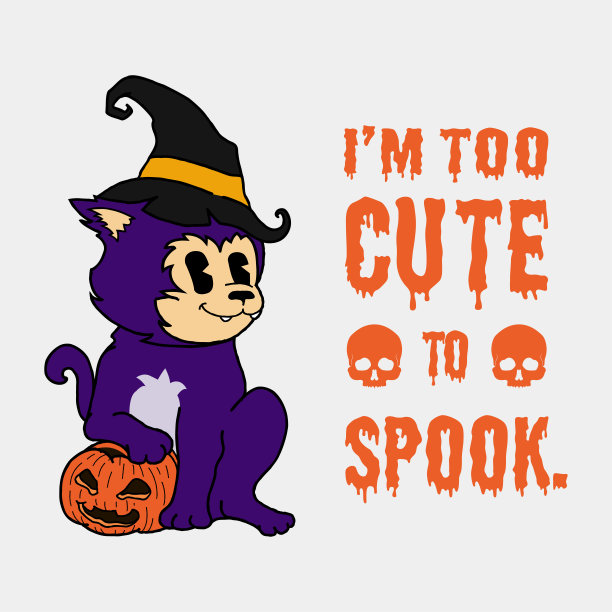 南瓜上的女巫猫复古卡通图片下载