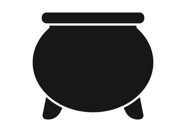 坩埚万圣节女巫装饰黑色剪影孤立在白色背景图片下载