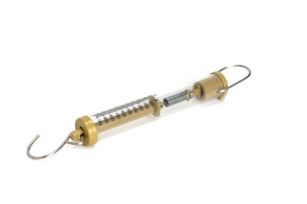 紧凑型弹簧平衡器与钩隔离在白色背景上图片下载