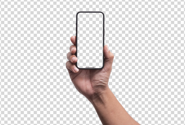 手持黑屏智能手机-剪切路径图片下载