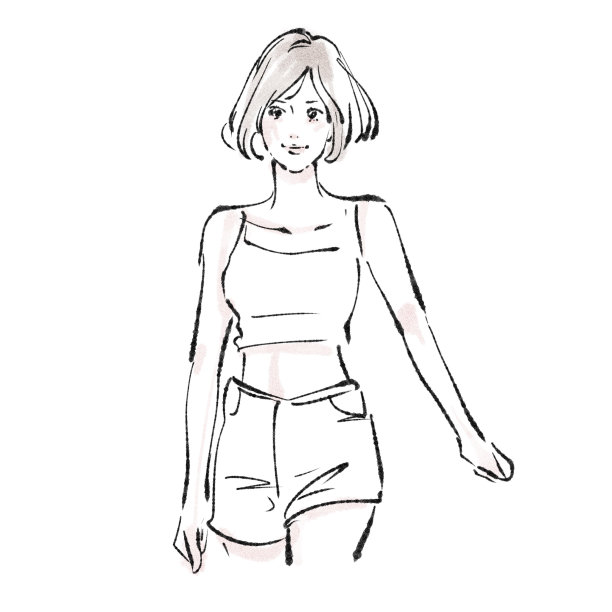 手绘女性插画材料图片下载