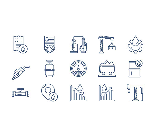 石油工业和石油图标集图片下载