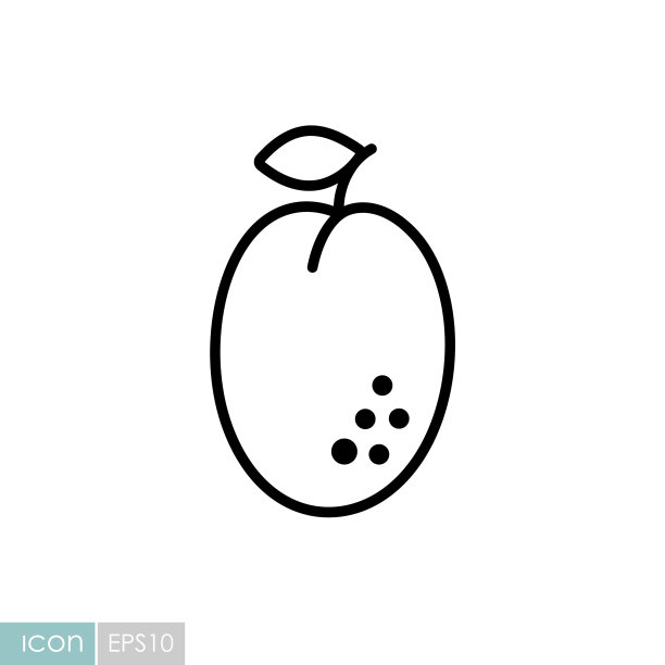 带叶子的李子图标，食品图形符号图片下载