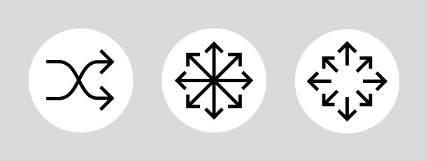 四面八方的箭头图标，象征着通用性(多功能性)。用于网络或市场的象形文字，服装类别。图片下载