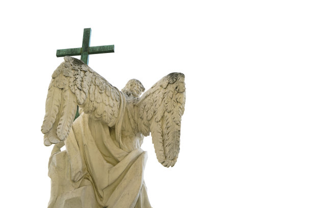 孤立在白色背景上的天使雕像图片下载