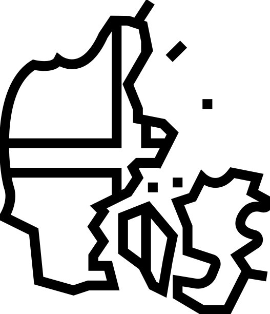 丹麦国家地图国旗线图标图片下载