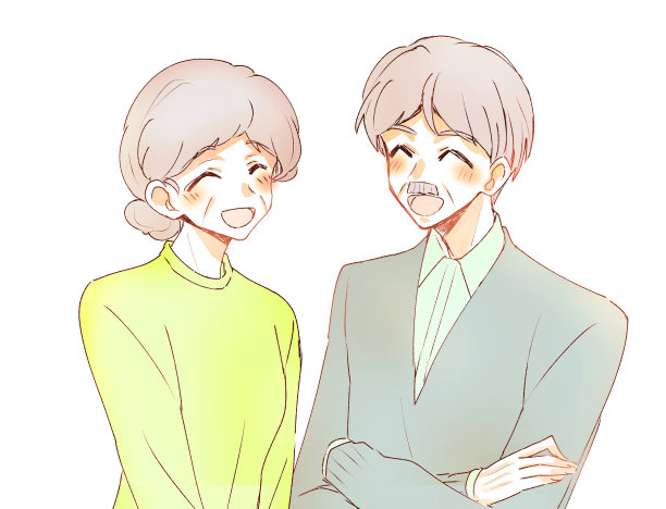 一个微笑的爷爷和奶奶的插图图片下载