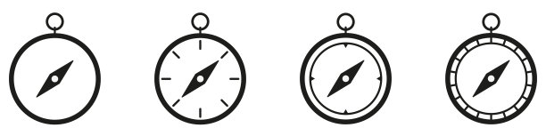罗盘图标集。指南针的象征。向量图片下载