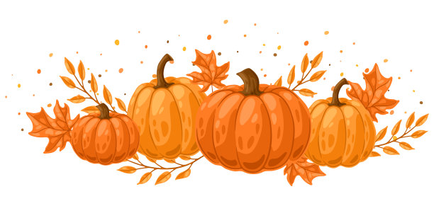 背景用南瓜和树叶装饰图片下载