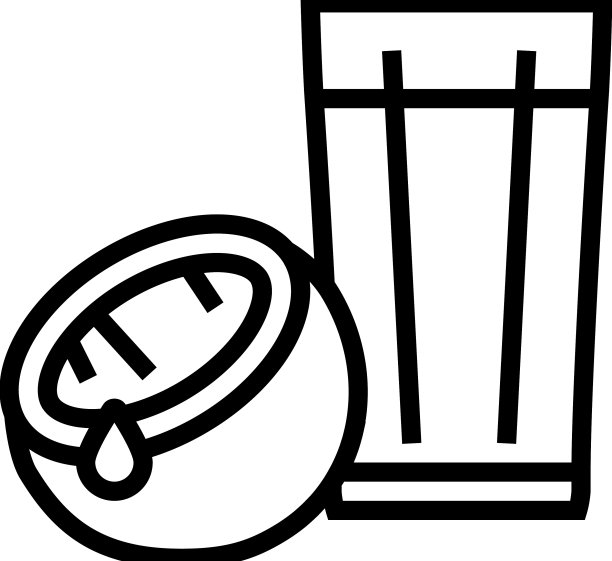 椰子饮料线性图标图片下载