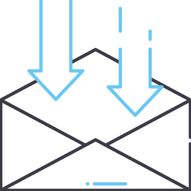 接收邮件线路图标轮廓符号图片下载
