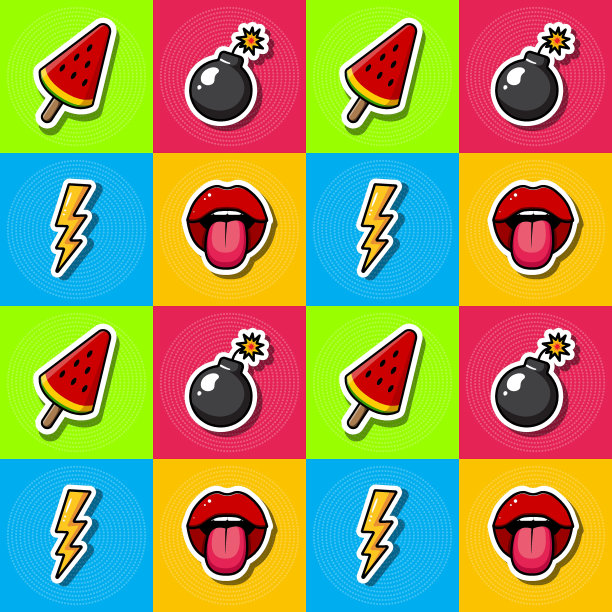 波普艺术风格的彩色背景。矢量图图片下载