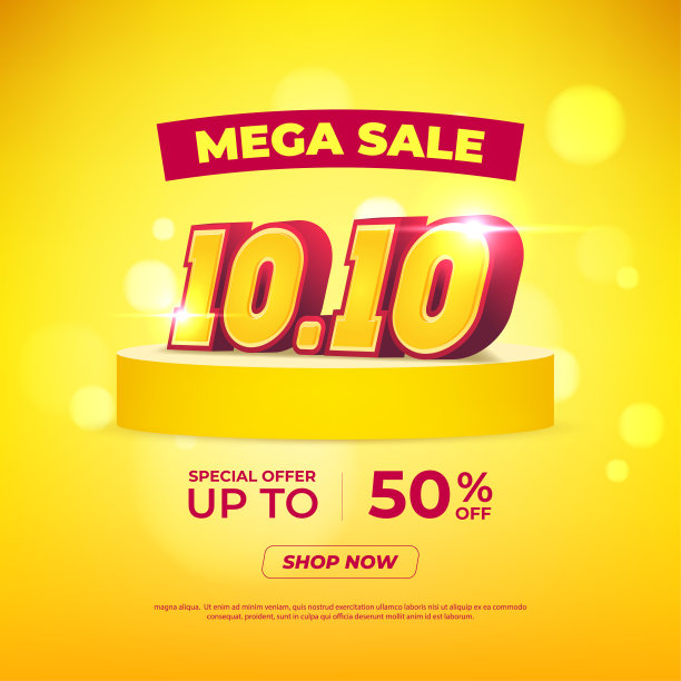 10.10购物日海报或横幅。10.10社交媒体和网站Mega sale banner模板设计。图片下载
