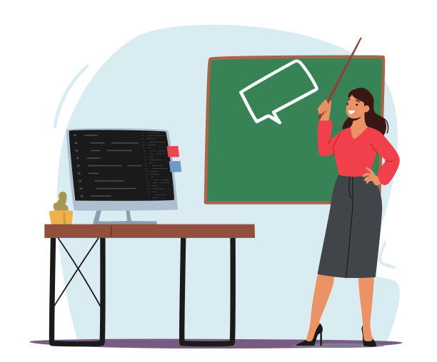 语文老师站在黑板前，手里拿着教鞭，在课堂上给学生讲解规则。年轻女子的导师图片下载