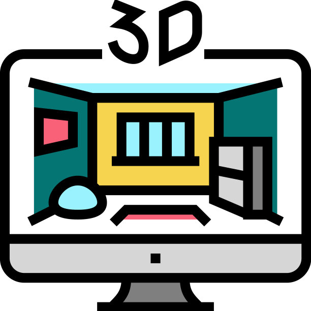 3d素描室内设计家居色彩图标图片下载