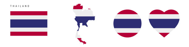 不同形状的泰国国旗图标集。平面向量插图图片下载