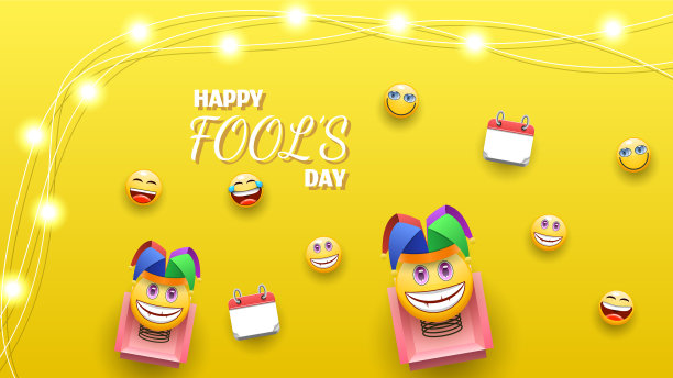 快乐愚人节节日庆祝背景微笑表情符号矢量设计风格横幅派对邀请网页海报传单时尚小册子，贺卡模板图片下载