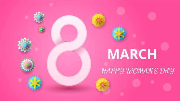 3月8日妇女节快乐问候鲜花礼物心形丝带背景。矢量设计横幅派对邀请网络海报传单时尚小册子，贺卡模板图片下载