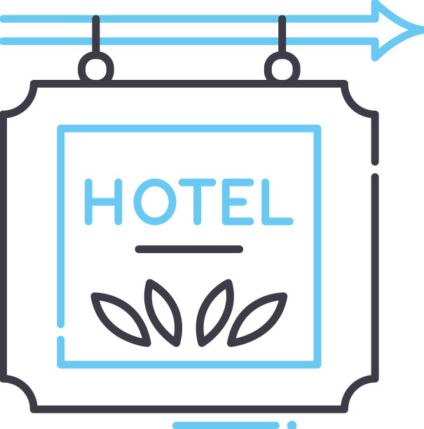 酒店方向线图标轮廓符号图片下载