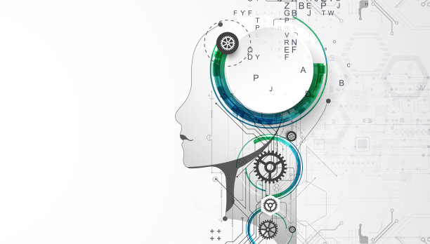 人工智能。有技术背景，有个男人的剪影。大数据的概念。机网络的想法。图片下载