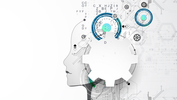 人工智能。有技术背景，有个男人的剪影。大数据的概念。机网络的想法。图片下载