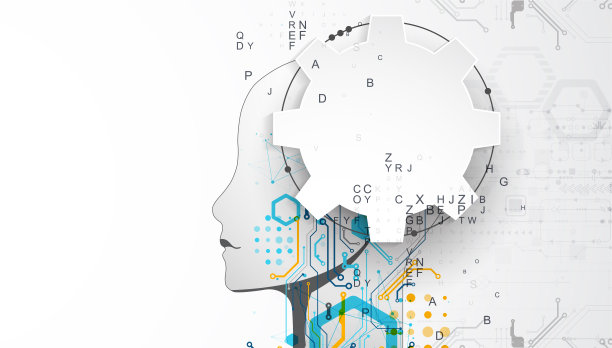 人工智能。有技术背景，有个男人的剪影。大数据的概念。机网络的想法。图片下载
