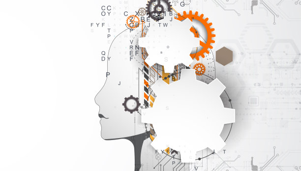 人工智能。有技术背景，有个男人的剪影。大数据的概念。机网络的想法。图片下载