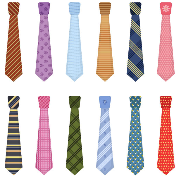 男人配件领带设置彩色领带图标图片下载