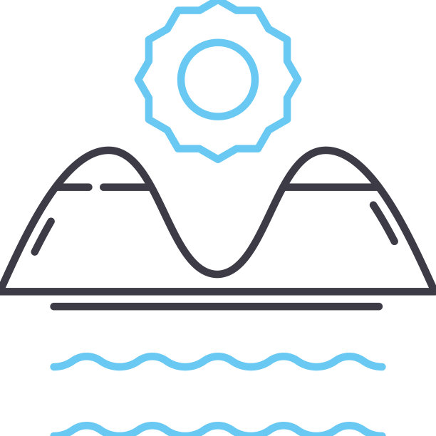 落日线图标轮廓符号图片下载