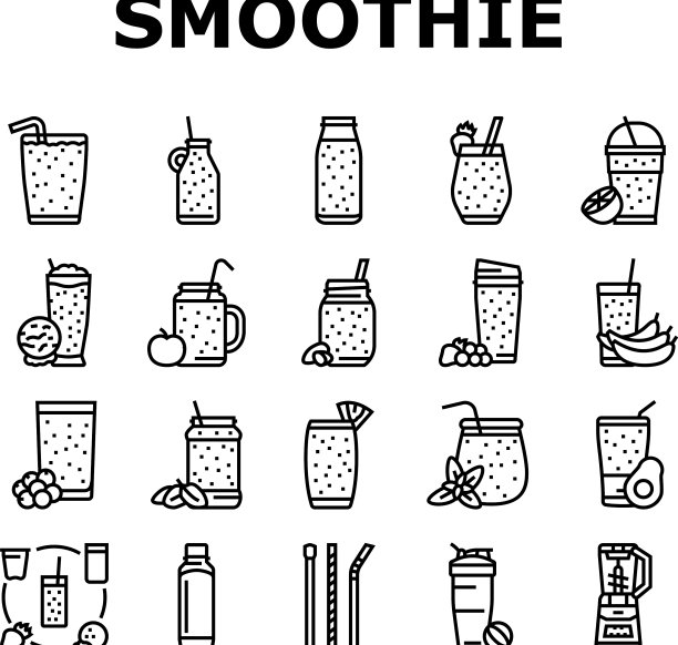 冰沙果汁食物奶昔图标设置图片下载