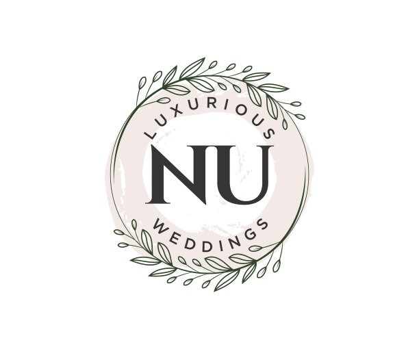 Nu的首字母字母婚礼的字母组合标志图片下载