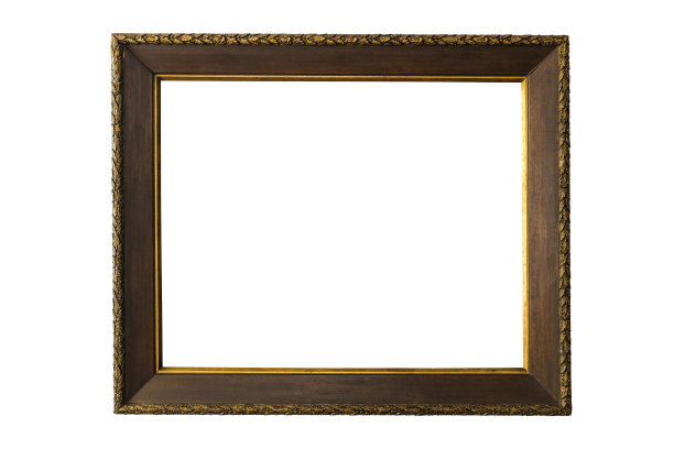 画框:一种老木框，有宽边，用来挂镀金的绘画或照片，在白色背景上突出显示图片下载