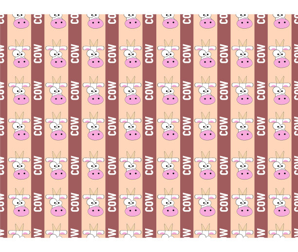 牛卡通人物图案无缝衔接图片下载