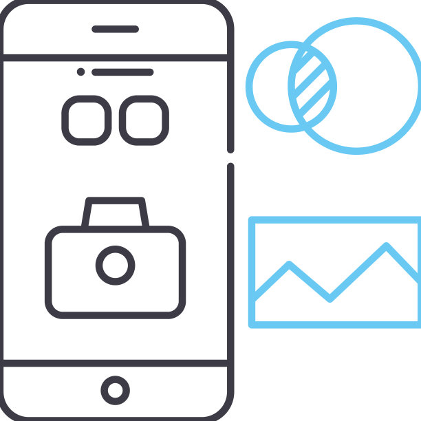 照片处理应用程序线图标轮廓符号图片下载
