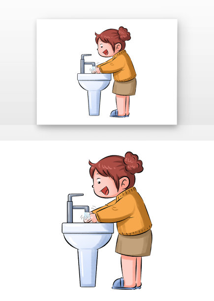 手绘洗手预防疾病人物图片下载