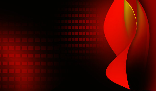 抽象的黑色和红色渐变波浪背景与立方体形状。图片下载