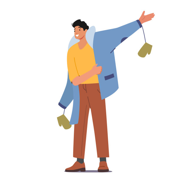 男主角穿着保暖外套，带手套图片下载