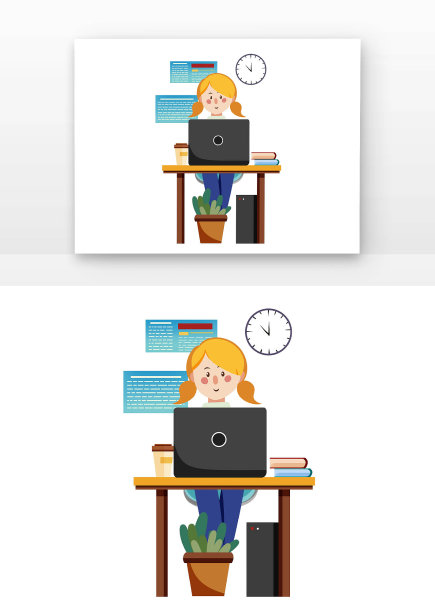 卡通程序员电脑工作图片下载