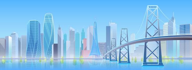 未来的大都市城市景观与桥梁和图片下载