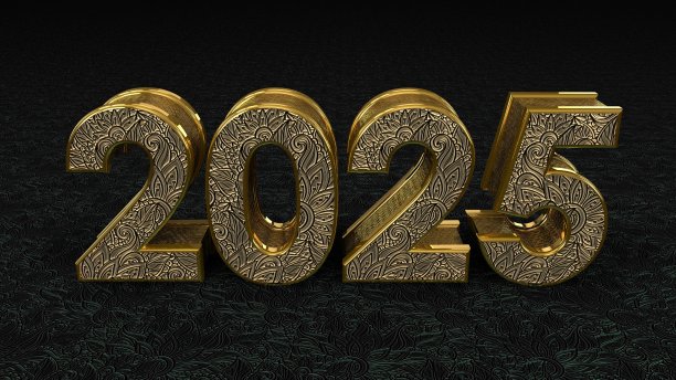 2025号豪华金闪亮花金属风格站在深绿色花金属平面3D图片下载