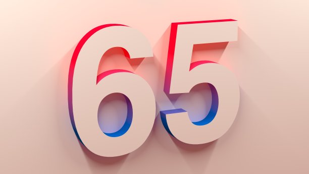 性感光公司编号65设计与蓝红色渐变的颜色在墙上3D图片下载