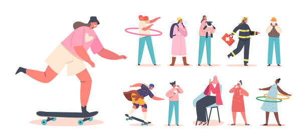 一套小女孩的有趣的角色和游戏图片下载