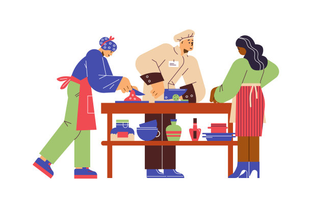 在烹饪学校学习烹饪课的女性图片下载