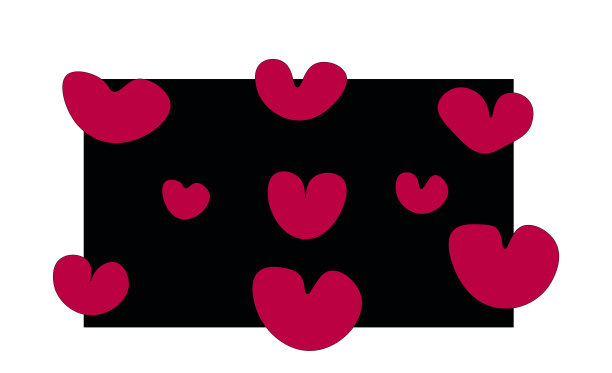 黑色背景上有很多心形的矢量图图片下载