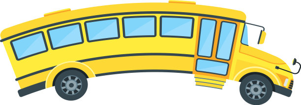黄色校车的侧面投影带有弧度图片下载