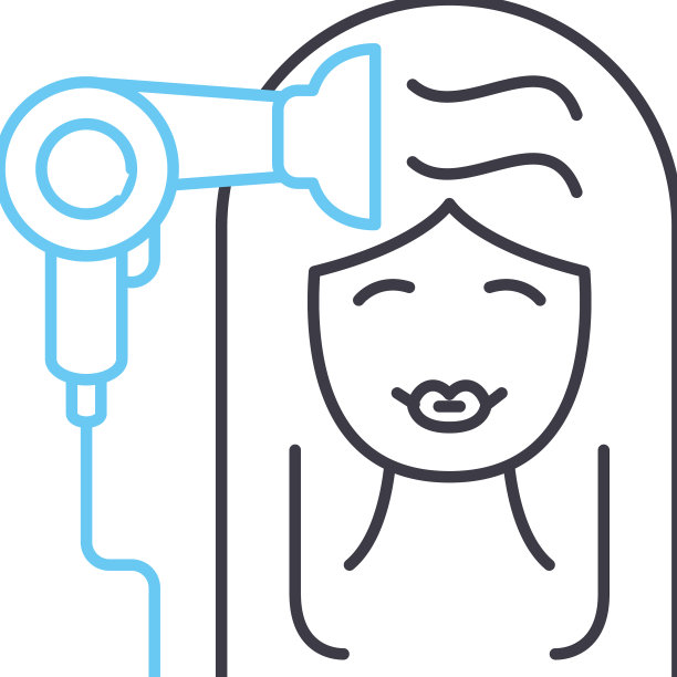 美发师线条图标轮廓符号图片下载