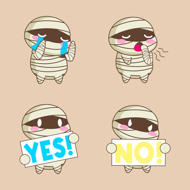 可爱的木乃伊万圣节卡通套装图片下载